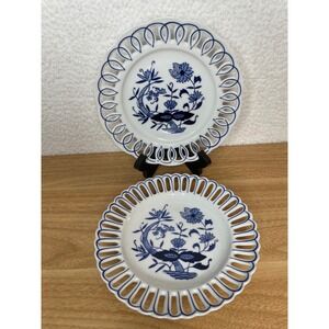 Formalities by Baum Bros Lattice Pierced Porcelain 8" Plates Set of 2 Decorative